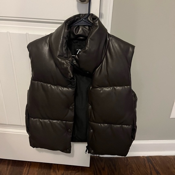 Zara Jackets & Blazers - Zara leather brown vest